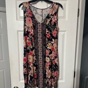 Maurices 24/7 Floral Print Sleeveless Midi Dress